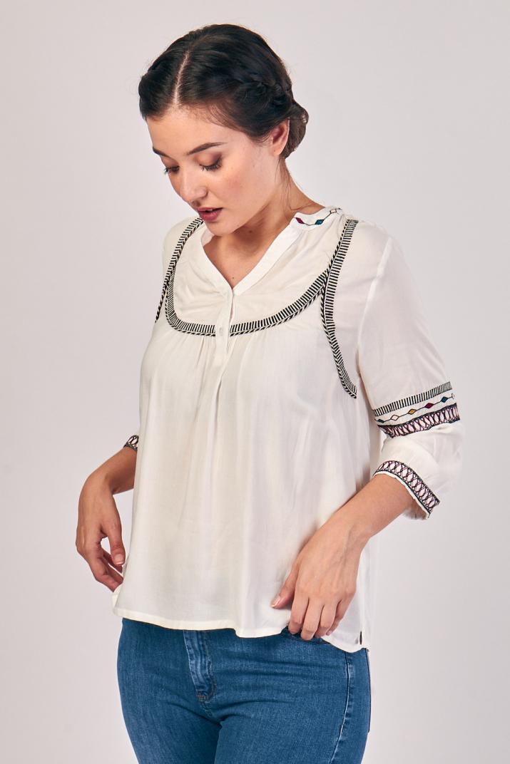 Camisola Verano Mujer BLANCA HERÁNDEZ Manga corta Marinera Algodón
